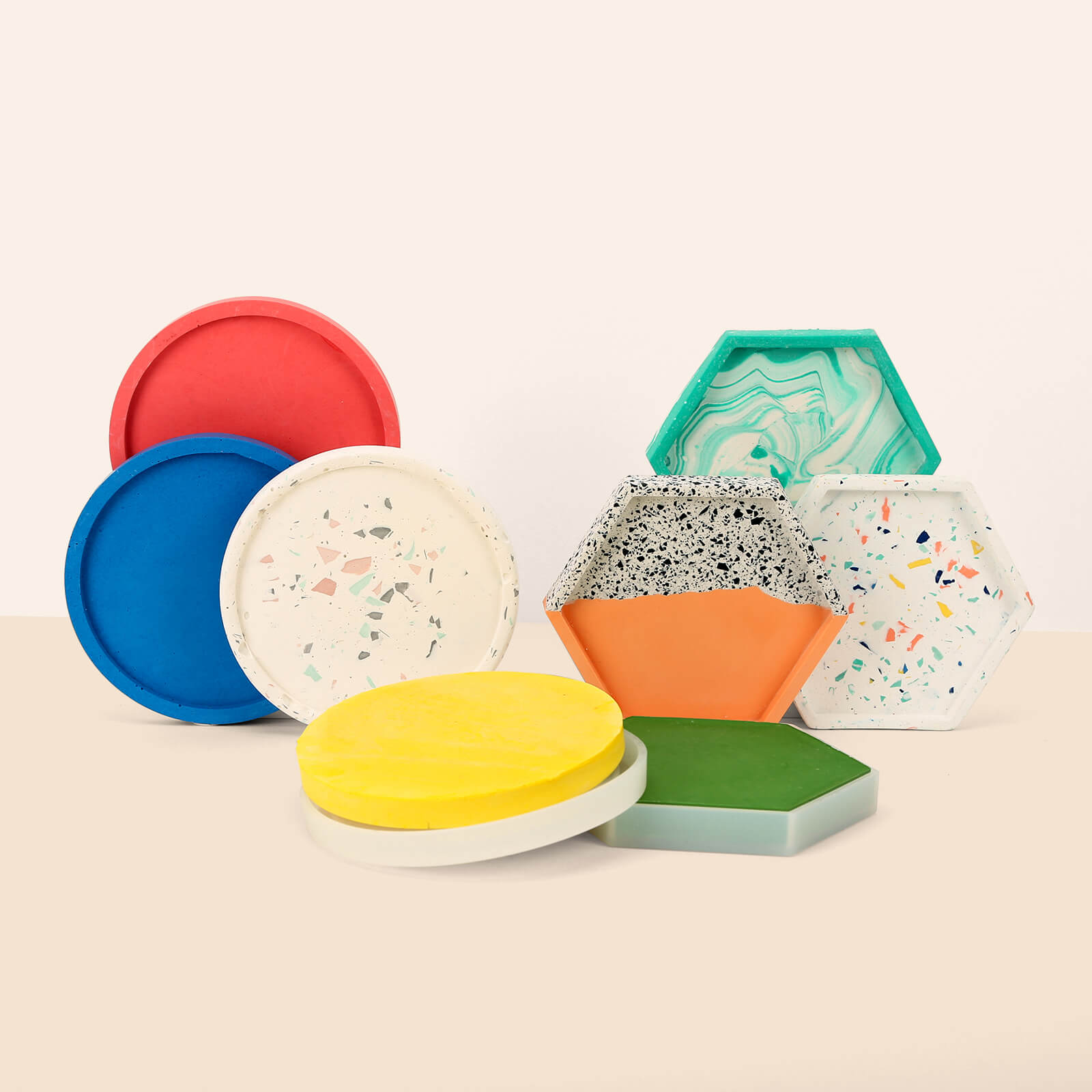 Hexagonal & Round Coaster Mould Set