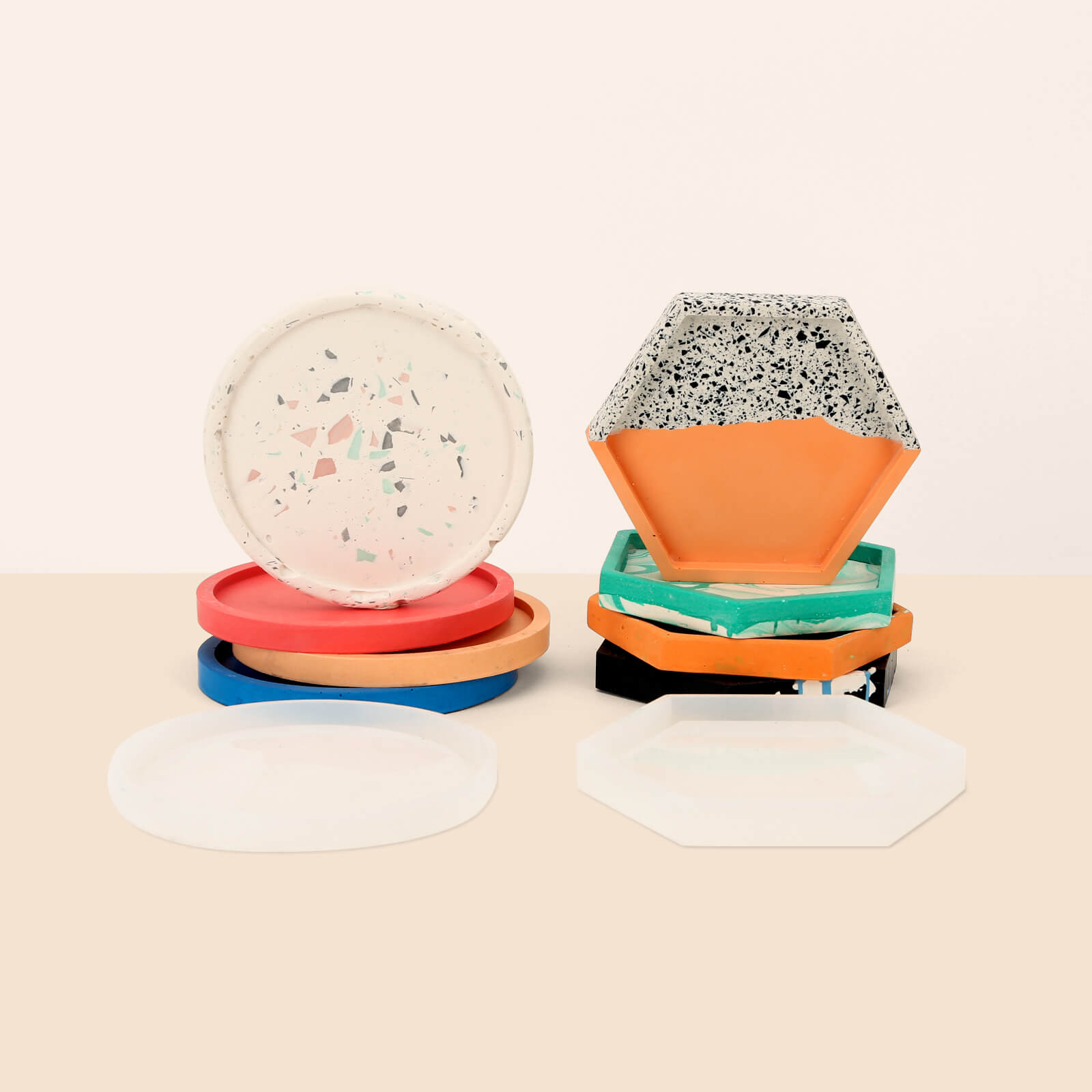 Hexagonal & Round Coaster Mould Set